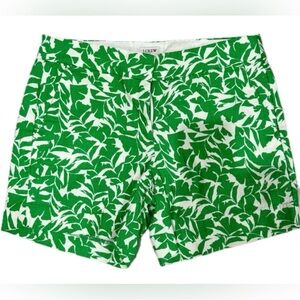 J. Crew Shorts Size 2 Green and White Leaf Pattern